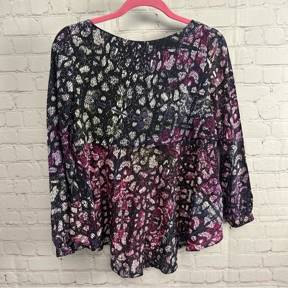HUNTER BELL Blouse ladies Small colorful asymmetric silk hi/lo artsy - Picture 3 of 12
